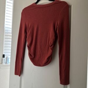 Madewell Long Sleeve Ruched Brushed Jersey Top - Antique Rose Size Small